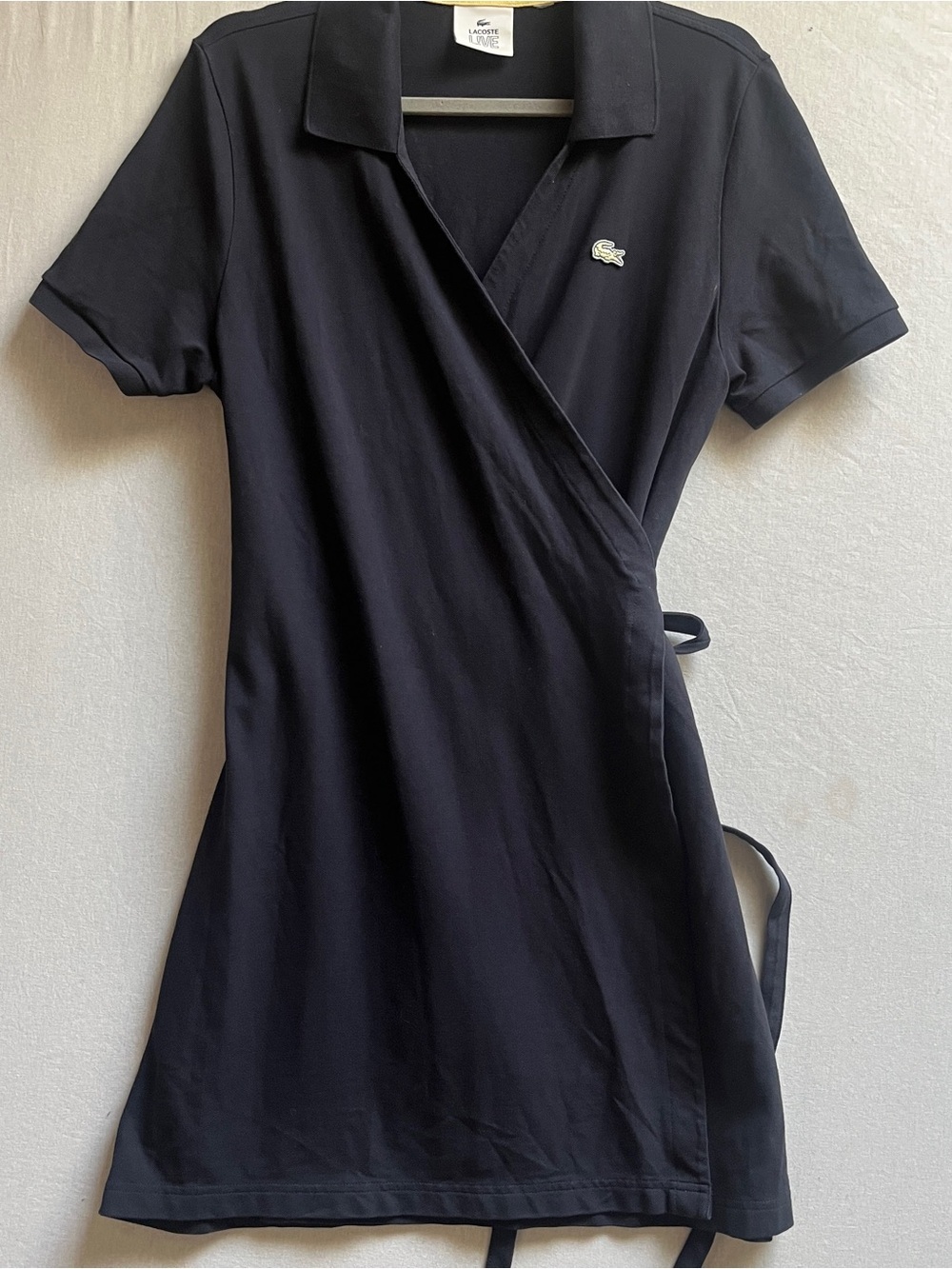 Lacoste Black Wrap Polo Dress Short Sleeve Small